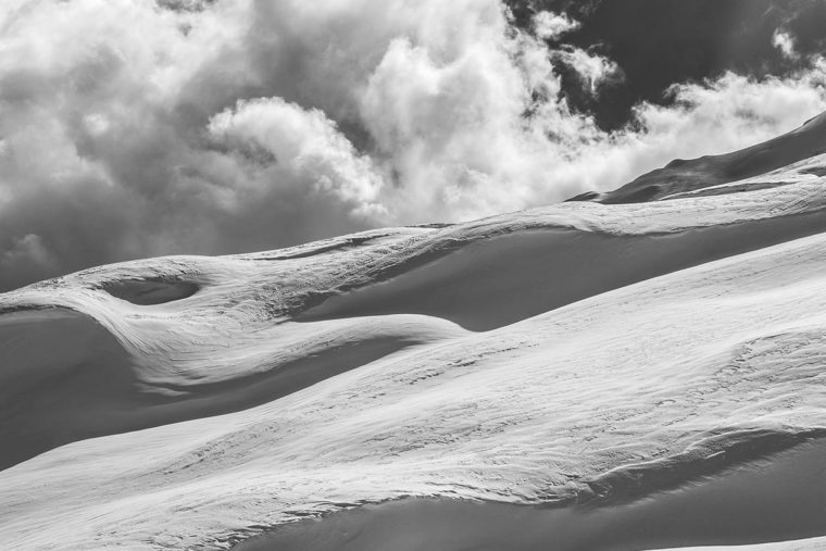 Un randonneur dans la neige, Flaine, France