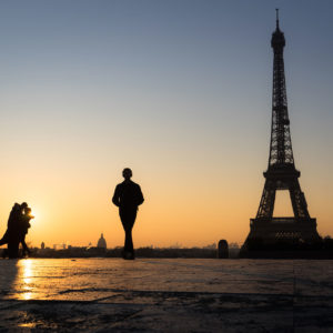 Tour eiffel depuis le trocadéro au petit matin, Paris, France