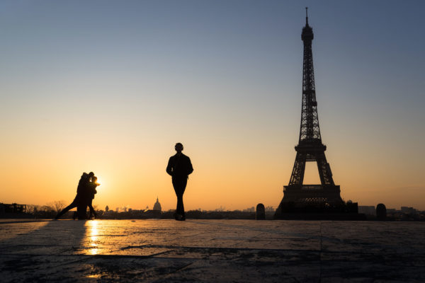 Tour eiffel depuis le trocadéro au petit matin, Paris, France